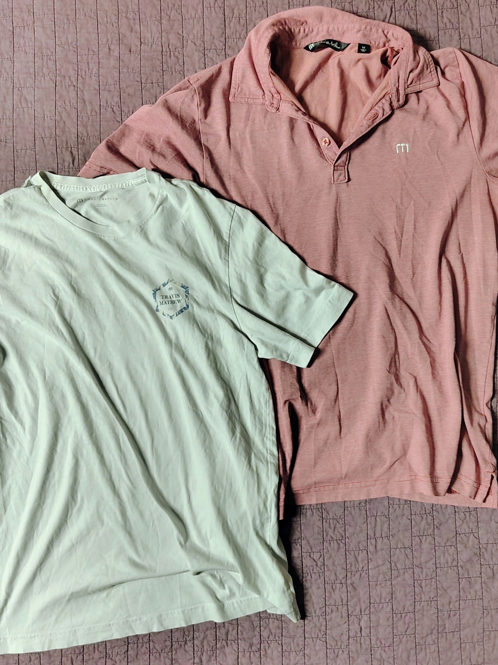 Travis Mathew Rose Pink Polo with Graphic Tee